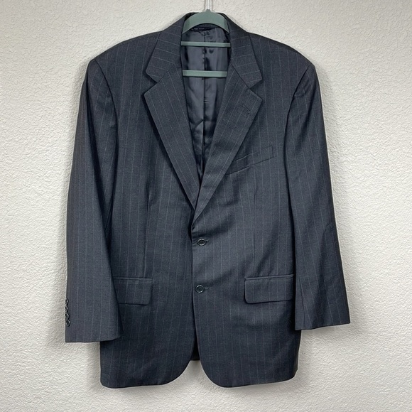 Brooks Brothers Golden Fleece Suit Jacket Blazer Charcoal Gray Stripe Loro Piana